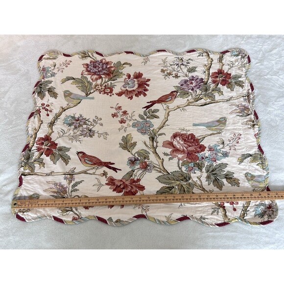 Set of 2 Waverly Charleston Chirp Bird Floral King Pillow Shams Scalloped Edge - Picture 5 of 12
